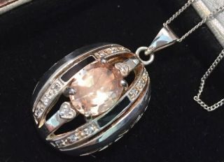 Vintage Jewellery Lovely Sterling Silver,  Enamel & Crystal Pendant And Chain 7