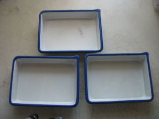 3 Vintage Cesco Photo Tray Porcelain On Steel Enameled Ware Acid Resistant Tray