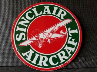 Vintage Sinclair Aircraft Porcelain Advertising Metal Sign Gas Oil Pump Plate