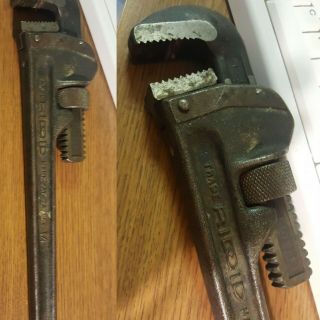 Rigid 14 vtg Pipe Wrench old tools heavy duty large from grandpas toolbox 2