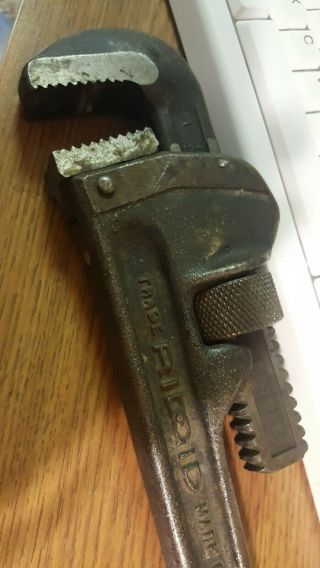 Rigid 14 vtg Pipe Wrench old tools heavy duty large from grandpas toolbox 4
