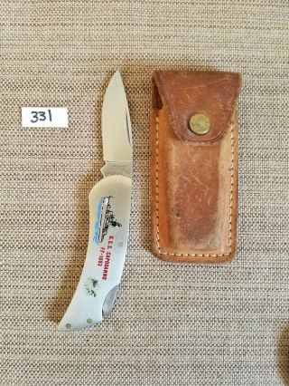Vintage Zippo Bradford Pa Folding Pocket Knife W/leather Sheath - 331