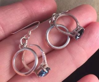 Vintage Jewellery Pretty Sterling Silver Engagement & Wedding Ring Earrings