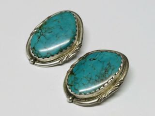 Vintage Navajo Turquoise Sterling Silver Clip On Earrings