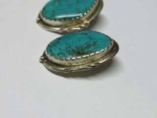 Vintage Navajo Turquoise Sterling Silver Clip On Earrings 5