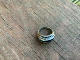 Vintage Ciner Blue Clear Rhinestone Ring Size 4 6
