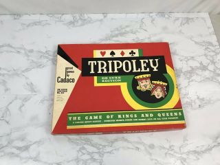 Vintage 1965 Cadaco Tripoley Card Game No 111 Deluxe Ed Playing Mat And Box Only