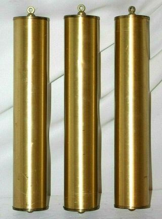 Set Of 3 Heavy Vintage Brass Cylinder Weights For Weight Driven Clock Movement