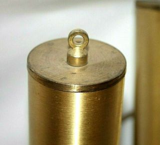 SET OF 3 HEAVY VINTAGE BRASS CYLINDER WEIGHTS FOR WEIGHT DRIVEN CLOCK MOVEMENT 2