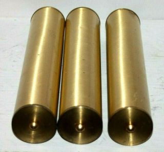 SET OF 3 HEAVY VINTAGE BRASS CYLINDER WEIGHTS FOR WEIGHT DRIVEN CLOCK MOVEMENT 4