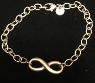 Vintage Sterling Silver Infinity Bracelet Tagged “tiffany & Co.  Ag 925