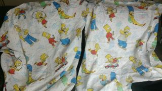 The Simpsons Twin Size Flat Fitted Bed Sheet 1990 Fabric Bedding Bart Homer Vtg