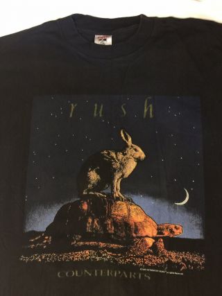 Vintage 1993 Rush Counterparts Band Tour Concert Rock T - Shirt Large Black