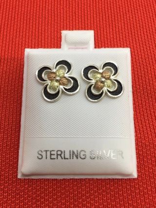 Vtg.  Cco 12k Black Hills Gold & 925 Sterling Silver Pierced Earrings
