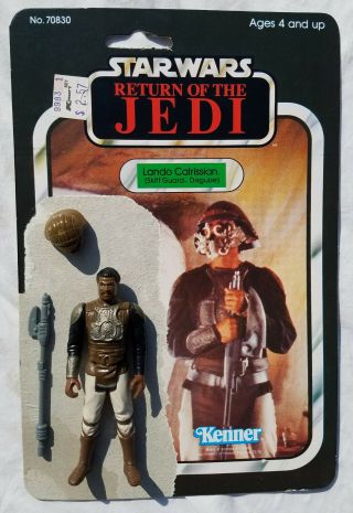 Star Wars Vintage Lando Skiff Figure Complete W/ Cardback Kenner Hk