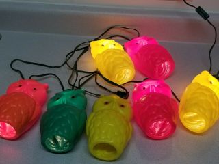 Vintage Retro NOMA Owl Party Lites String 7 Camping Rv Patio Blow Mold Lights 6