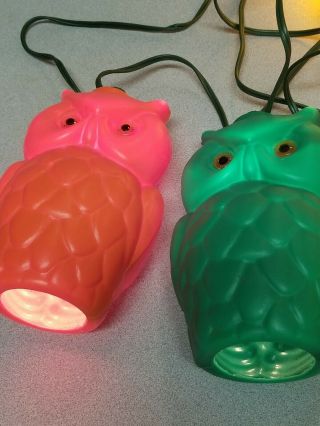 Vintage Retro NOMA Owl Party Lites String 7 Camping Rv Patio Blow Mold Lights 8