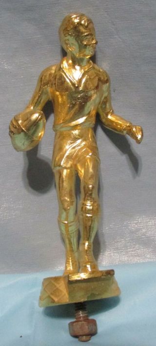 Vintage 1977 Rugby Trophy Gold Metal Topper Right Hand Player