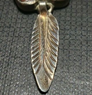 Vintage Zuni Sterling Silver Dangle Native American earrings.  turqoise.  coral. 4