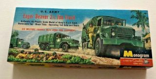 Vintage Box & Instructions Monogram U.  S.  Army Eager Beaver 2 1/2 Ton 1956