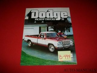 Vintage 1978 Dodge Pickup Trucks Models Brochure Specs Options Color Chart More