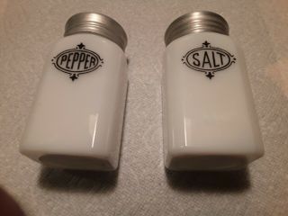 Vintage White Milk Glass Salt & Pepper Shakers,  Anchor Hocker Ranger Shakers