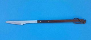 Vintage 16 " Meat Carving Cutting Bbq Knife Long Wood Handle 6.  5 " Stainless Blade