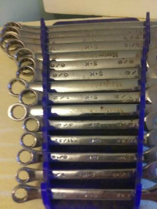 Vintage SK TOOLS 15pc Open / Box End Combination Wrench Set 9/32 