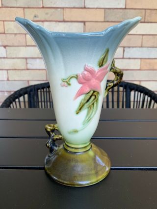 Vintage Ceramic Hull Pottery Floral Vase Green Blue W - 8