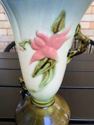 Vintage Ceramic Hull Pottery Floral Vase Green Blue W - 8 3