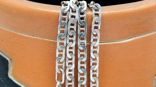 925 Sterling Silver Mexico Anchor,  Mariner,  Gucci Link Chain Vintage Necklace