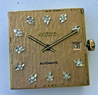 Vintage Juvenia Diamond Dial Automatic Mens Watch Movement With Date,  Eta 2452