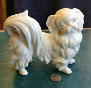 Vintage 4” X 5” Milk Glass Pekingese Dog Figurine