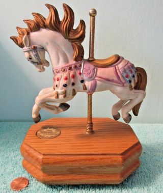 Vintage Westland Carousel Horse Wood Music Box,  Memory,  Articulated,  384/30000