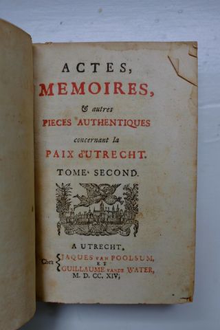 Casimir Freschot,  The Peace of Utrecht 1714 paix d ' Utrecht leather French 2 vol. 8