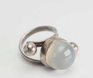 Unique Vintage Modern Sterling Silver Gemstone Ring Sz 6 By Carol F Bradbury Cfb