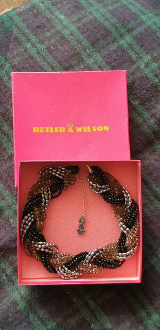 VINTAGE BUTLER & WILSON FRESH WATER PEARL,  CRYSTAL PLAITED WIDE CHOKER NECKLACE 2