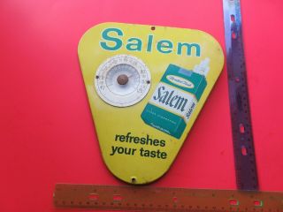 Vintage Wall Mount Salem Cigarettes Thermometer Metal Advertising Tobacco Sign