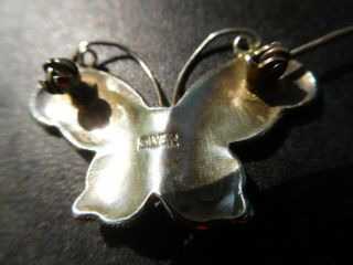 Small Vintage silver & enamel butterfly brooch jewel colors wire work 4