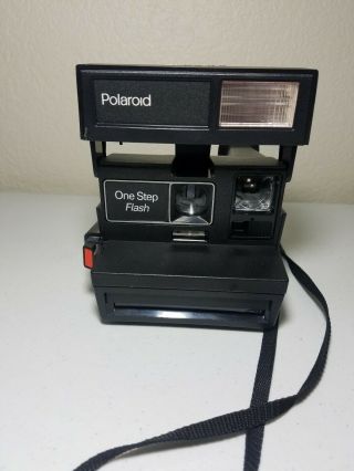 Polaroid One Step Flash 600 Film Black Instant Camera With Strap