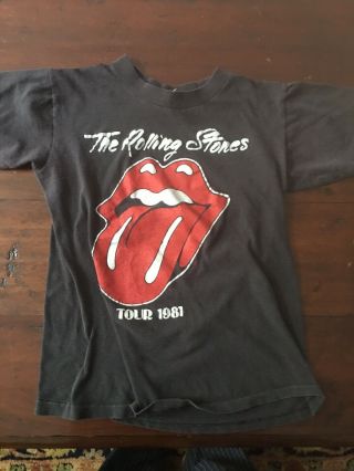 Vintage Rolling Stones 1981 Tour T - Shirt Size Medium 38 - 40 Cotton 100