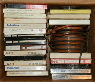 Box Of 30 Vintage Reel - To - Reel Audio Tapes 5”