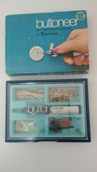 Buttoneer By Dennison With Package & Instructions Vintage Ronco