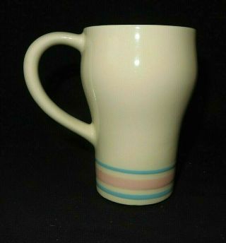Vintage Mccoy Pottery Pink & Blue Stripe Grandmug Soda Mug Stoneware