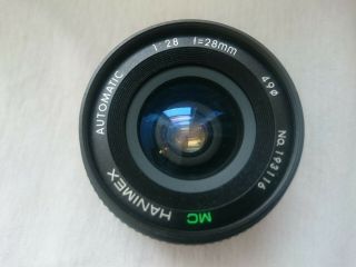 Vintage Hanimex Mc Automatic 1;2.  8 28mm Camera Lens M42 Mount