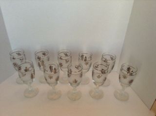 Vintage Libbey Silver Leaf Wine Glasses Goblet MCM Frosted Silver Satin Set 10 4