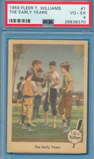 Psa 4 Vg - Ex Nq The Early Years Ted Williams Vintage 1959 Fleer 1 San Diego 1918