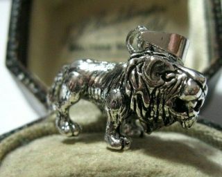 Vintage Style Sterling Silver Lion Articulated Moving Necklace PENDANT Leo Gift 2