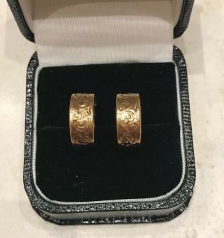 Vintage 9ct Gold Half Hoop earrings 2