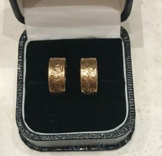 Vintage 9ct Gold Half Hoop earrings 3